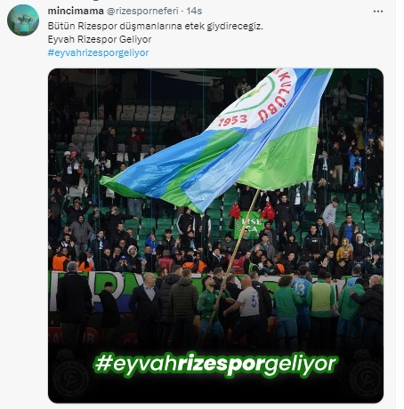 Rizespor taraftarı tekrardan Twitter gündeminde