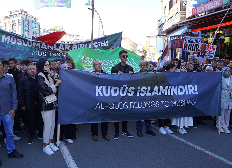 Rize'de Filistin'e destek mitingi