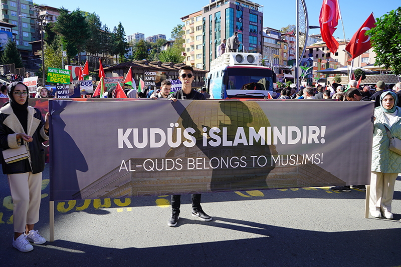 Rize'de Filistin'e destek mitingi