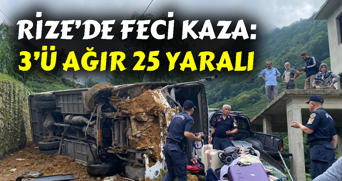 Rize'de meydana gelen kazada 3'ü ağır 25 kişi yaralandı