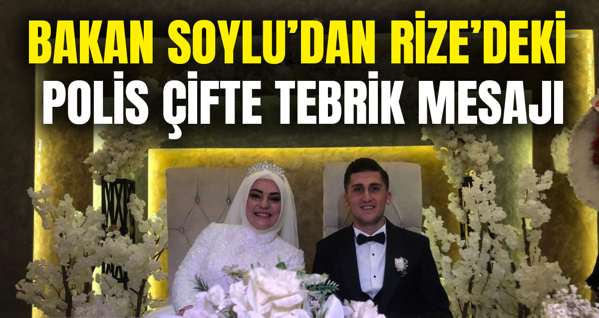 Bakan Süleyman Soylu'dan evlenen polis memuru Emre Yıldırım ve Dilek Çoruhlu’ya tebrik mesajı