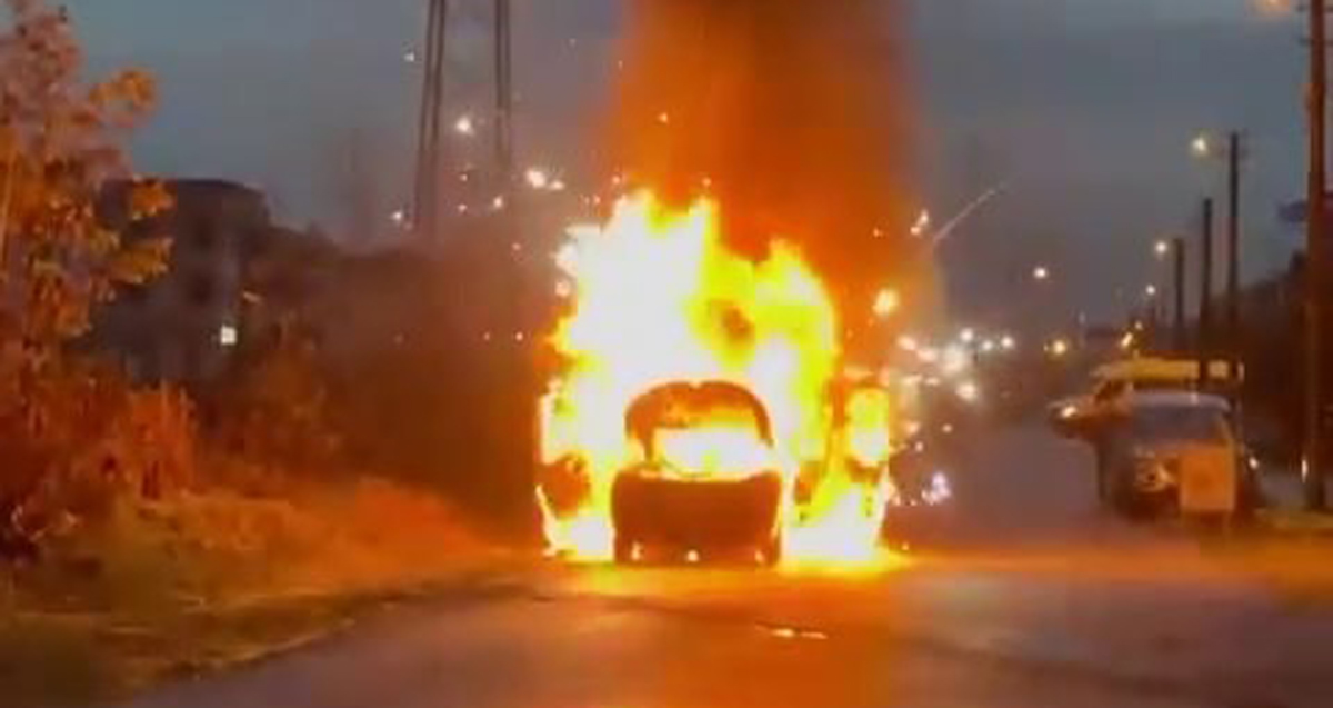 Sakarya'da bir araç alev alev yandı