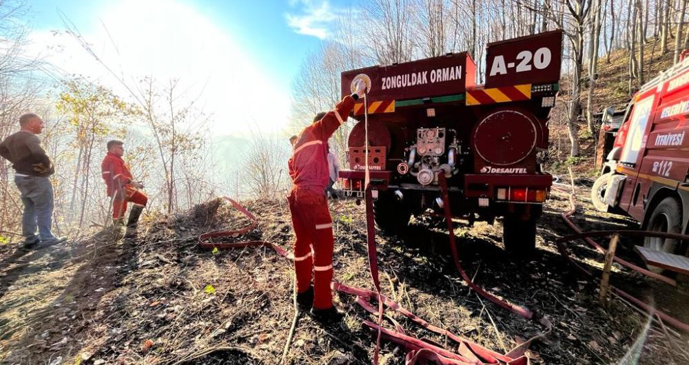 Zonguldak’ta orman yangını büyümeden söndürüldü