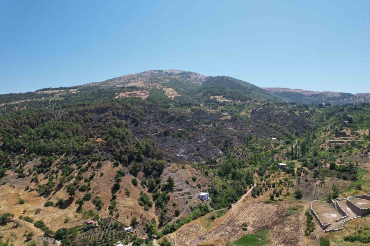 Kahramanmaraş’ta yanan 15 hektar alan dron ile görüntülendi
