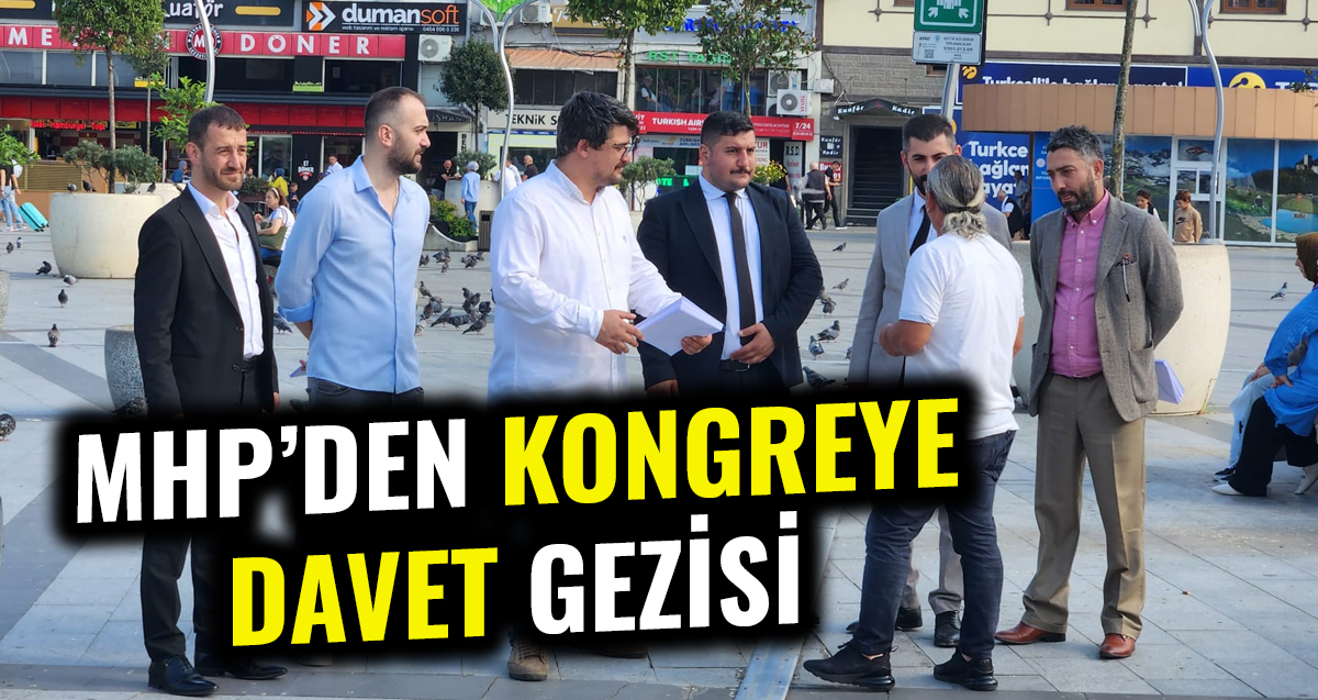 MHP İlçe başkanı Seçkin Memişoğlu ve Ülkü Ocakları Başkanı Mehmet Ali Yılmaz'dan sokakta il kongresine davet