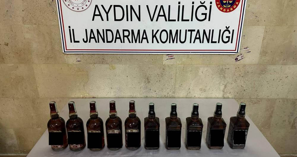 Aydın’da durdurulan araçtan on adet  bandrolsüz alkol ele geçirildi